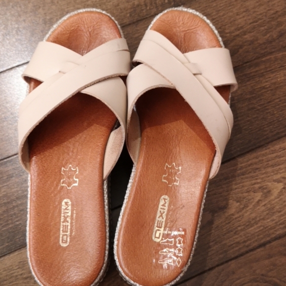 Woven leather platform sandals with leather insole - Picture 4 of 15